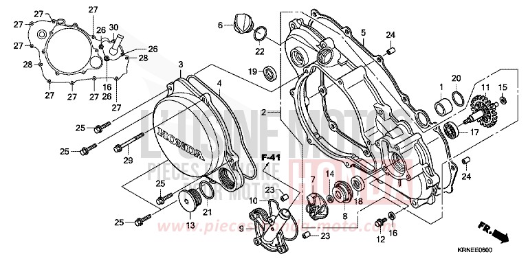 COUVERCLE D. DE CARTER MOTEUR de CRF250R EXTREME RED (R292) 2012