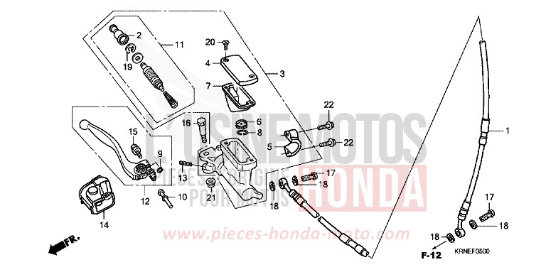MAITRE-CYLINDRE FREIN AV. de CRF250R EXTREME RED (R292) 2012
