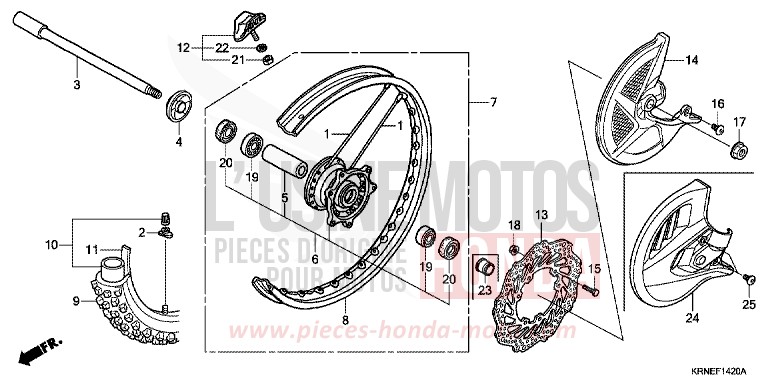 ROUE AVANT de CRF250R EXTREME RED (R292) 2012