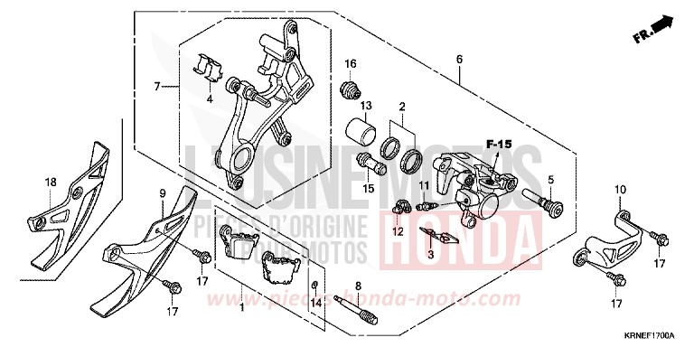 ETRIER DE FREIN ARRIERE de CRF250R EXTREME RED (R292) 2012