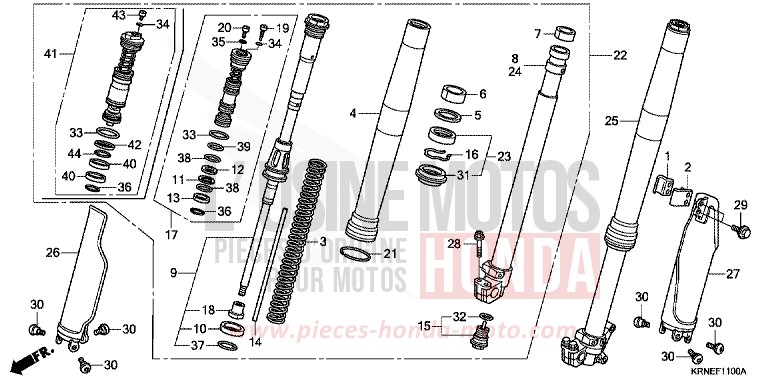 FOURCHETTE AVANT de CRF250R EXTREME RED (R292) 2013