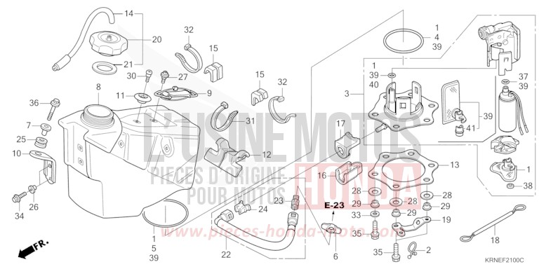 RESERVOIR A CARBURANT de CRF250R EXTREME RED (R292) 2013