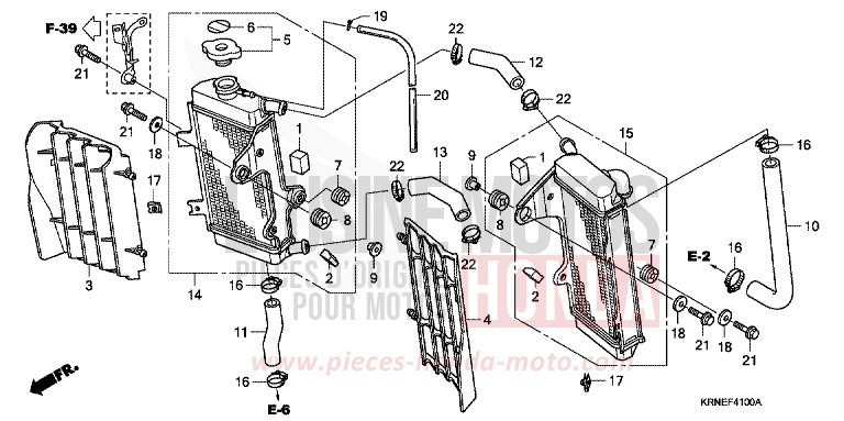 RADIATEUR de CRF250R EXTREME RED (R292) 2013