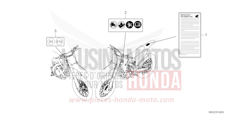 ETIQUETTE DE PRECAUTIONS de CRF450R EXTREME RED (R292) 2022
