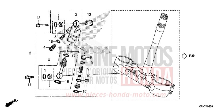 AMORTIS. DIRECTION de CRF250R EXTREME RED (R292) de 2014