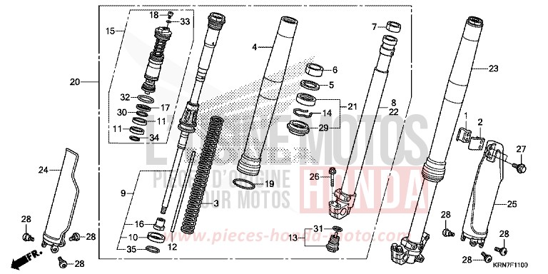 FOURCHETTE AVANT (CRF250RE) de CRF250R EXTREME RED (R292) de 2014