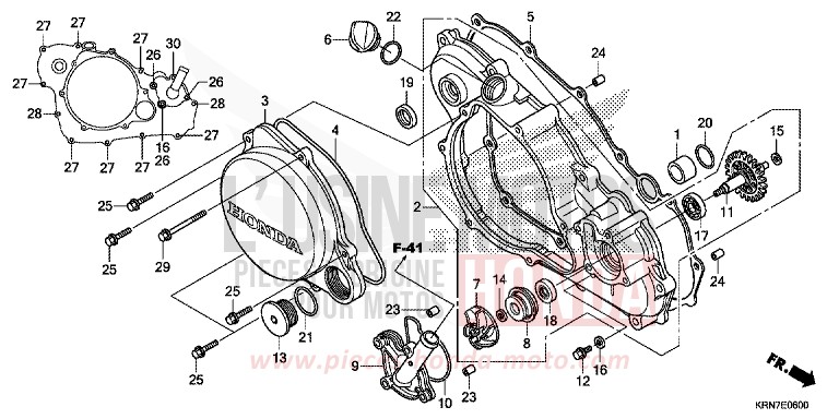 COUVERCLE D. DE CARTER MOTEUR/POMPE A EAU de CRF250R EXTREME RED (R292) 2015