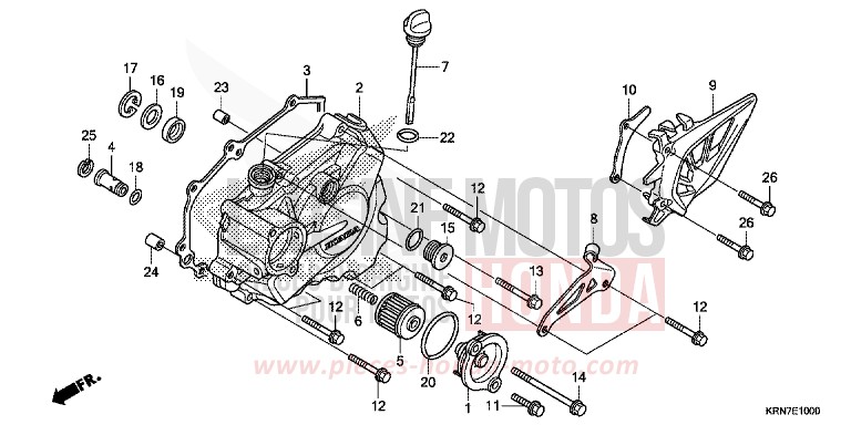 COUVERCLE CARTER MOTEUR GAUCHE de CRF250R EXTREME RED (R292) 2015