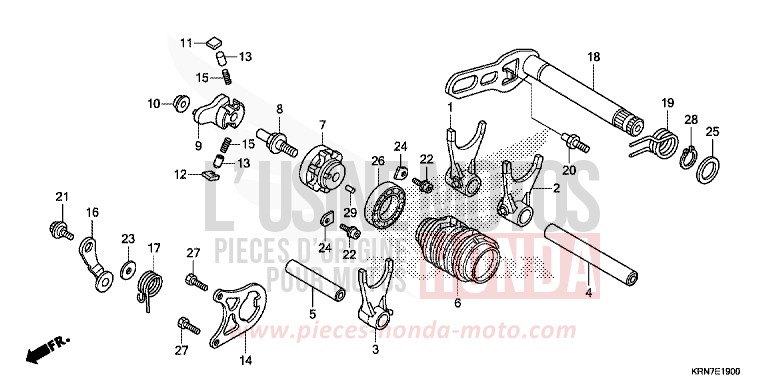 BARILLET DE SELECTION de CRF250R EXTREME RED (R292) 2015