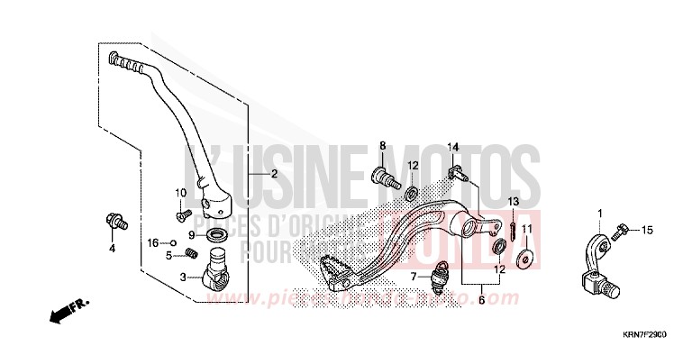 PEDALE/BIE. DE DEMARREUR DE KICK de CRF250R EXTREME RED (R292) 2015