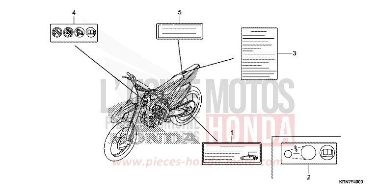ETIQUETTE DE PRECAUTIONS de CRF250R EXTREME RED (R292) 2015