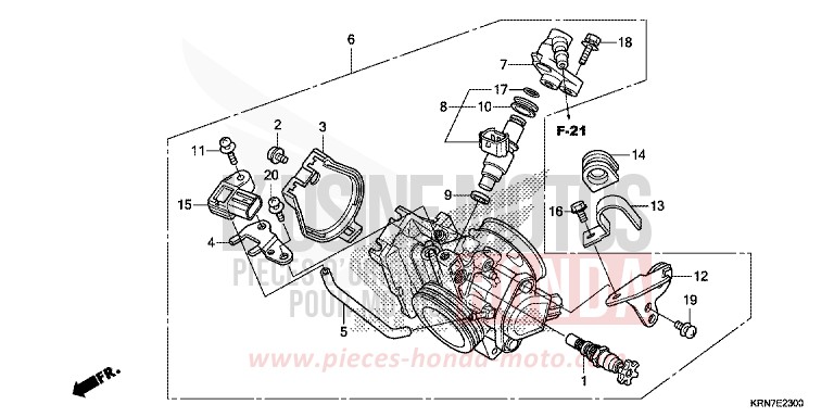 CORPS DE PAPILLON de CRF250R EXTREME RED (R292) 2016