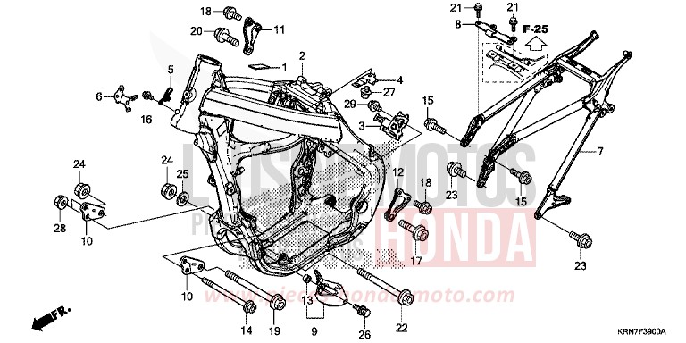 CARROSSERIE DE CHASSIS de CRF250R EXTREME RED (R292) 2016