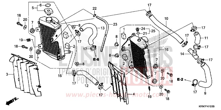 RADIATEUR de CRF250R EXTREME RED (R292) 2016
