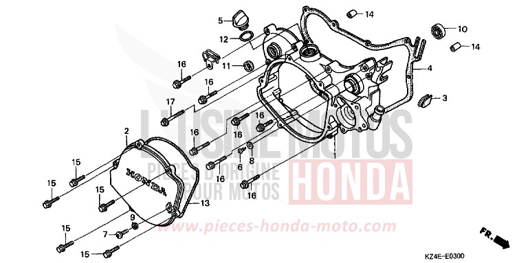 PANNEAU CARTER-MOTEUR D. de CR125R EXPLOSION RED (R254) 2001