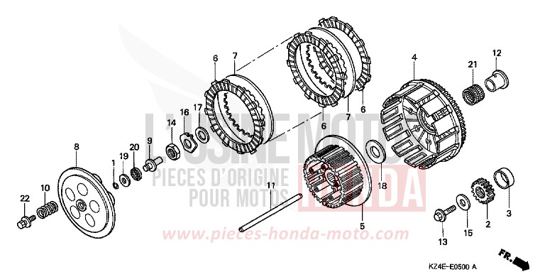 EMBRAYAGE de CR125R EXPLOSION RED (R254) 2001