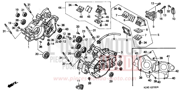 CARTER MOTEUR de CR125R EXPLOSION RED (R254) 2001