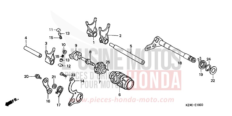 BARILLET DE SELECTION de CR125R EXPLOSION RED (R254) 2001
