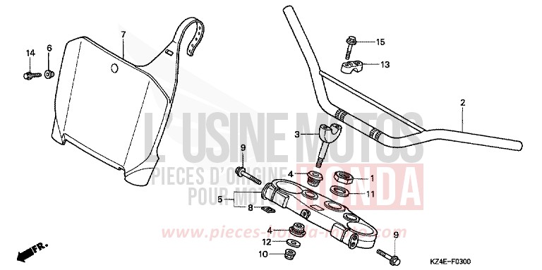TUYAU DE GUIDON/PONT SUPERIEUR de CR125R EXPLOSION RED (R254) 2001