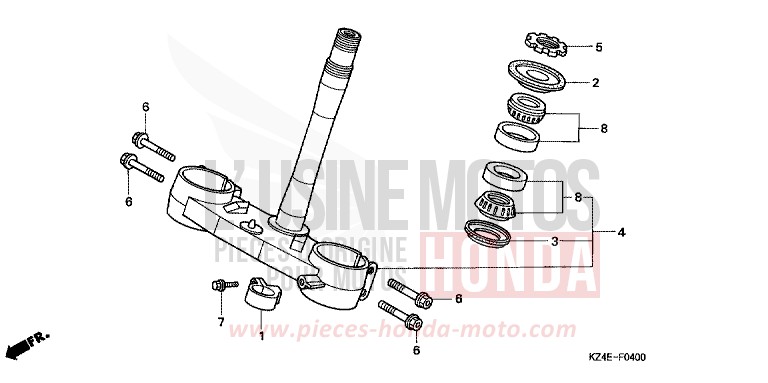 TIGE DE DIRECTION de CR125R EXPLOSION RED (R254) 2001