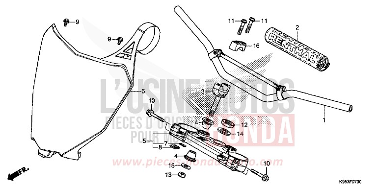 TUYAU DE GUIDON/PONT SUPERIEUR (CRF250RJ) de CRF250R EXTREME RED (R292) 2018