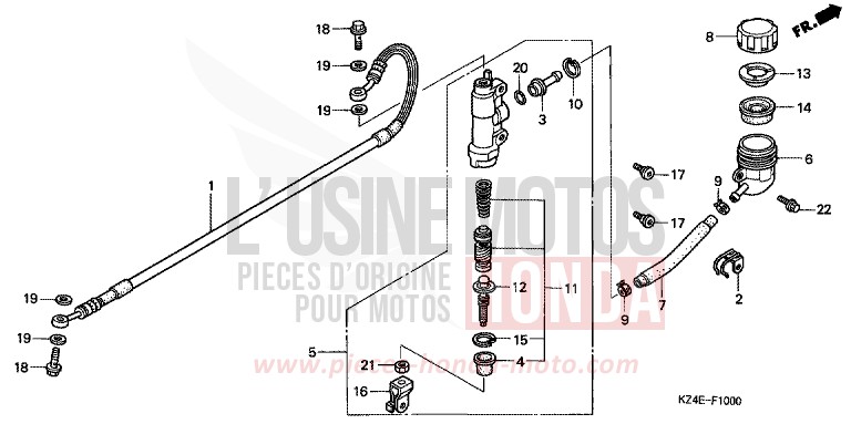MAITRE-CYLINDRE FREIN AR. CYLINDRE de CR125R EXPLOSION RED (R254) 2001