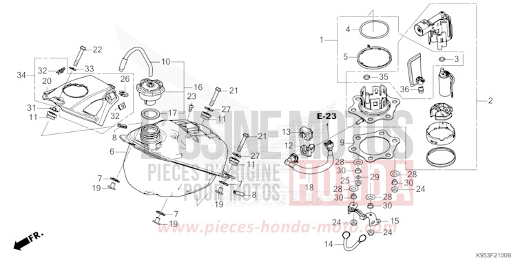 RESERVOIR A CARBURANT (CRF250R) de CRF250R EXTREME RED (R292) 2018