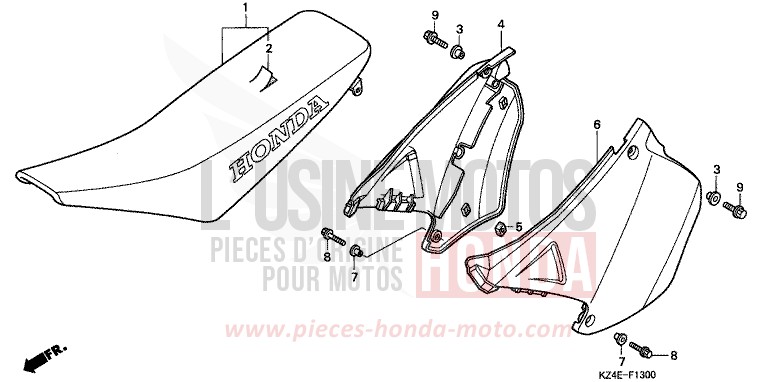 SIEGE/COUVERCLE LATERAL de CR125R EXPLOSION RED (R254) 2001