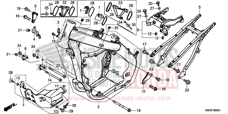 CARROSSERIE DE CHASSIS de CRF250R EXTREME RED (R292) 2018