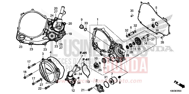 PANNEAU CARTER-MOTEUR D./POMPE A EAU de CRF250R EXTREME RED (R292) 2019