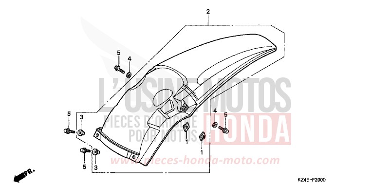 GARDE-BOUE ARRIERE de CR125R EXPLOSION RED (R254) 2001
