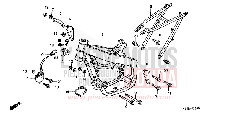CARROSSERIE DE CHASSIS/ BOBINE D'ALLUMAGE de CR125R EXPLOSION RED (R254) 2001