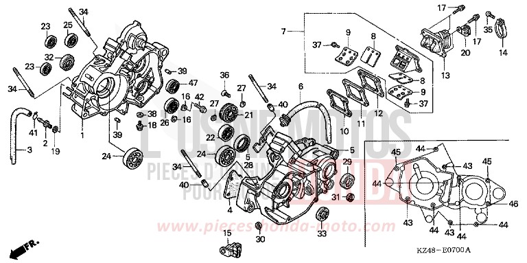 CARTER MOTEUR (CR125R2) de CR125R EXPLOSION RED (R254) 2002