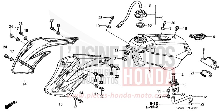 RESERVOIR A CARBURANT/BUSE de CR125R EXPLOSION RED (R254) 2002