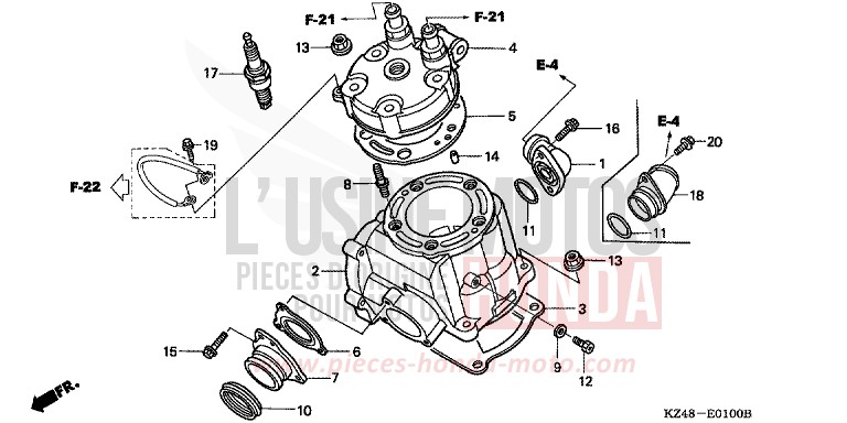 CYLINDRE/CULASSE (CR125R2,3) de CR125R EXPLOSION RED (R254) 2003
