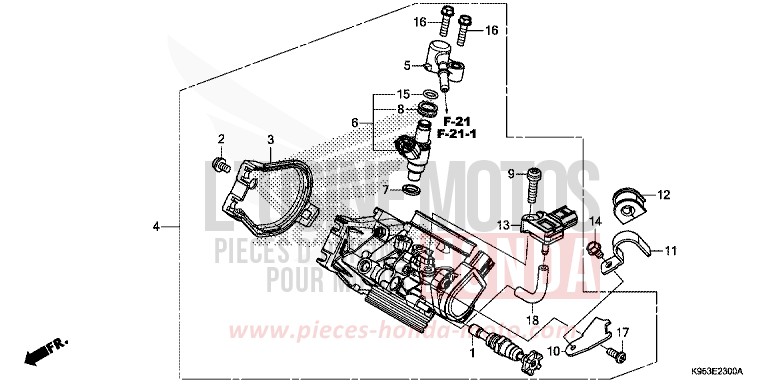 CORPS DE PAPILLON de CRF250R EXTREME RED (R292) 2019