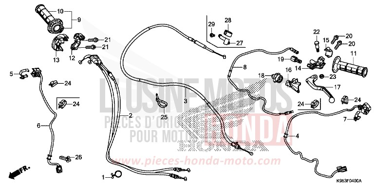 LEVIER DE GUIDON/COMMUTATEUR/CABLE de CRF250R EXTREME RED (R292) 2019