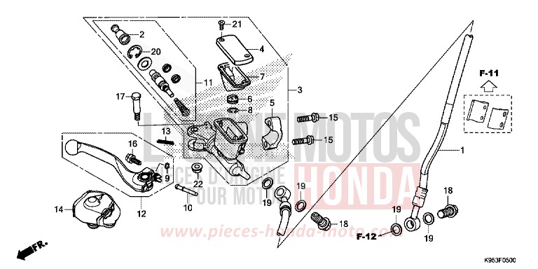 MAITRE-CYLINDRE DE FREIN AVANT CYLINDRE de CRF250R EXTREME RED (R292) 2019
