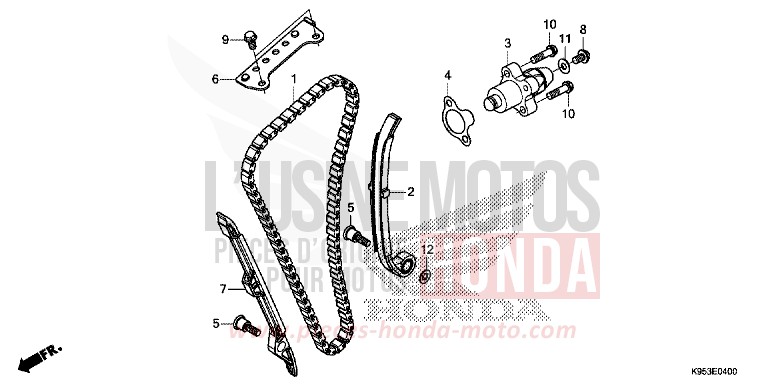 CHAINE A CAMES/TENDEUR de CRF250R EXTREME RED (R292) 2020