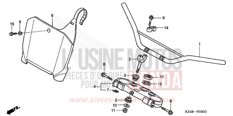 TUYAU DE GUIDON/PONT SUPERIEUR (CR125R2,3) de CR125R EXPLOSION RED (R254) 2003