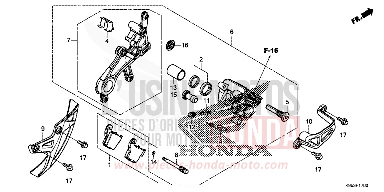 ETRIER DE FREIN ARRIERE de CRF250R EXTREME RED (R292) 2020
