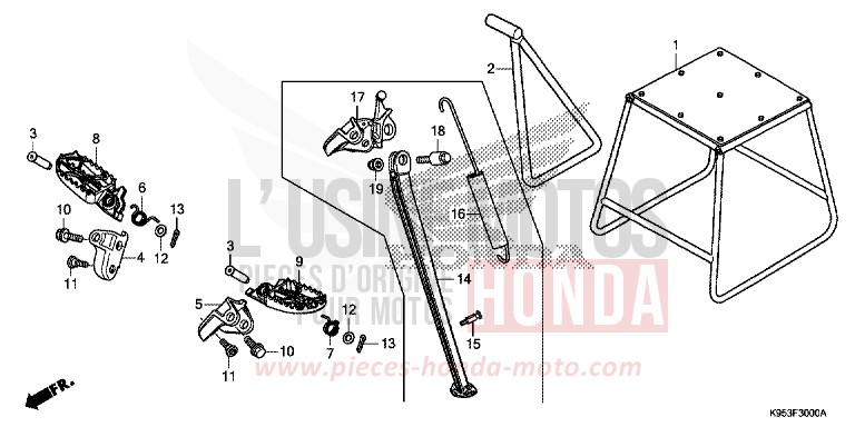 MARCHE/BEQUILLE de CRF250R EXTREME RED (R292) 2020