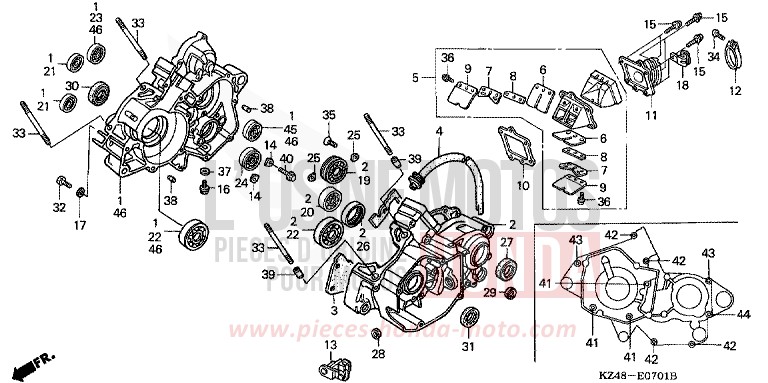 CARTER MOTEUR (CR125R3,4) de CR125R EXTREME RED (R292) 2004