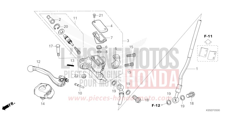 MAITRE-CYLINDRE DE FREIN AVANT CYLINDRE de CRF250R EXTREME RED (R292) 2022