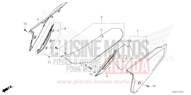 SIEGE/COUVERCLE LATERAL de CRF250R EXTREME RED (R292) 2022