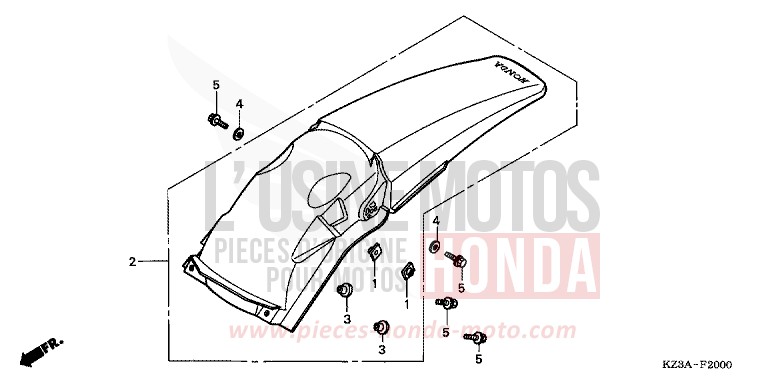 GARDE-BOUE ARRIERE de CR125R EXTREME RED (R292) 2004