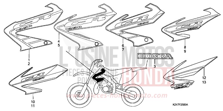 MARQUE/RAYURE de CR125R EXTREME RED (R292) 2004