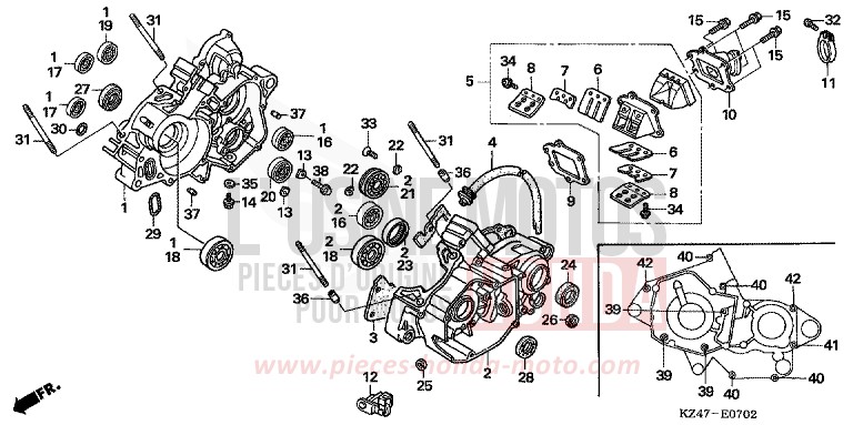 CARTER MOTEUR (CR125R5-7) de CR125R EXTREME RED (R292) 2005