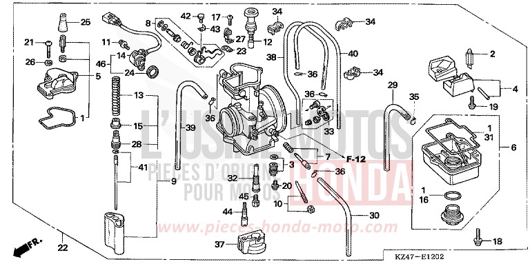 CARBURATEUR (CR125R4-7) de CR125R EXTREME RED (R292) 2005