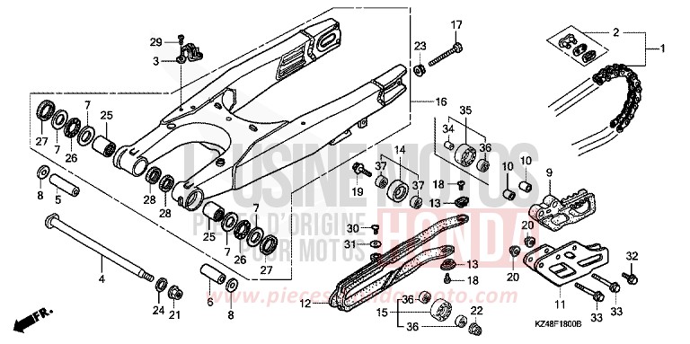 BRAS OSCILLANT de CR125R EXTREME RED (R292) 2005